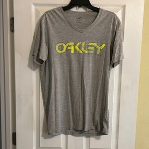 Oakley Gray T-Shirt with Neon Yellow Logo